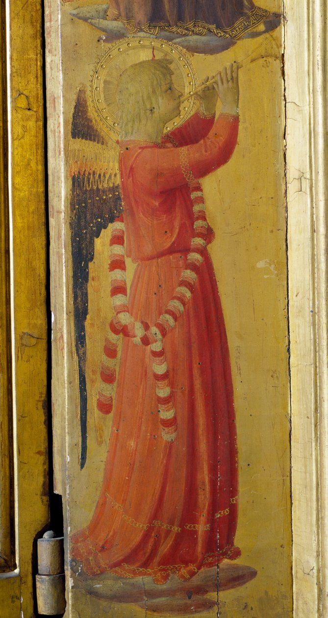 Anděl hrající na trubku, detail z Triptychu Linaiuoli od Fra  Angelico