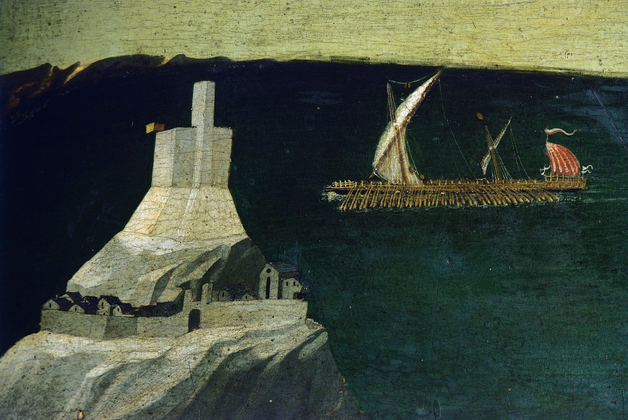 Loď, detail z Thebaid, cca 1418-1420 (tempera na panelu) od Fra (c.1387 1455) Angelico