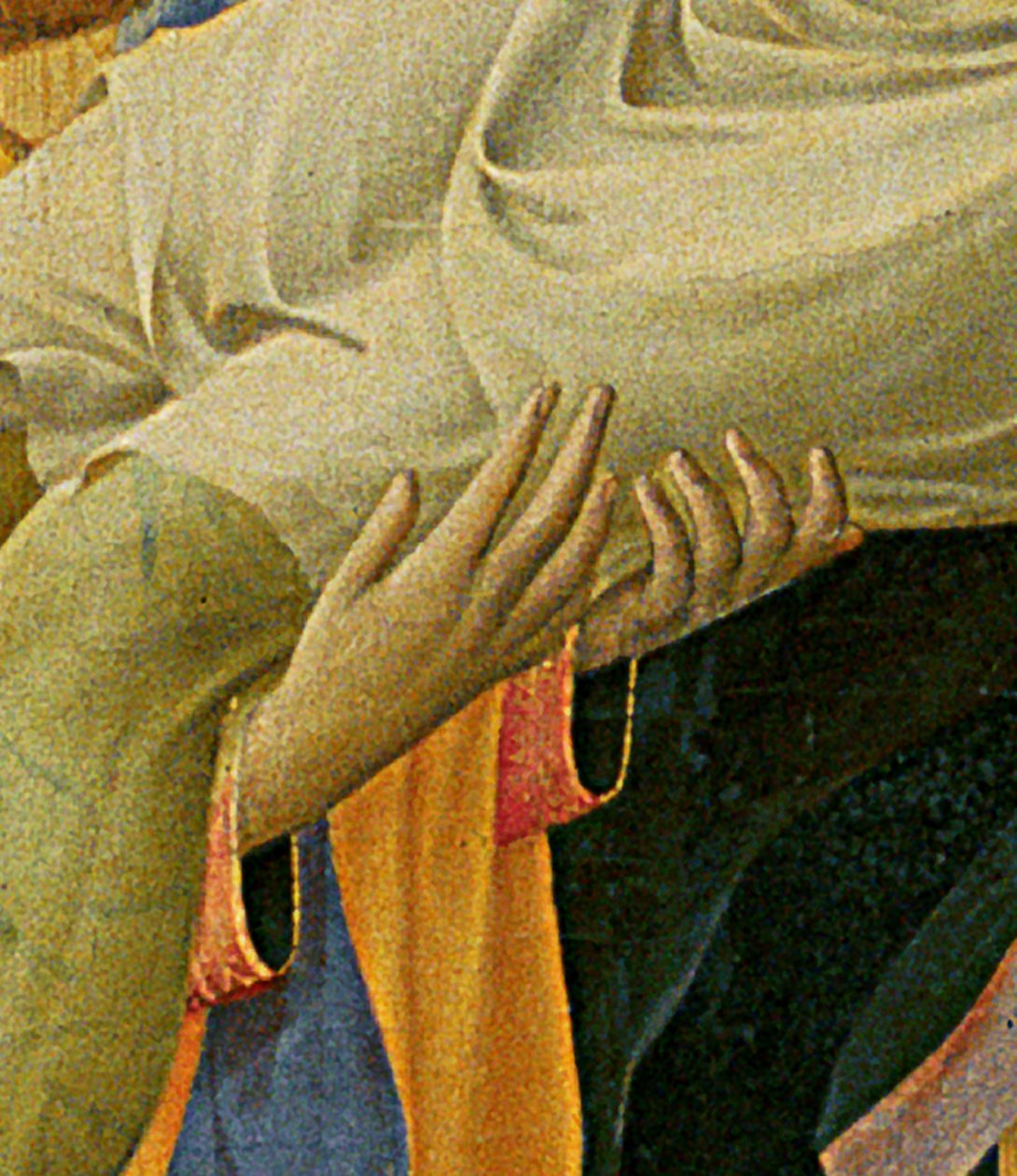 Detail oltářního obrazu Santa Trinita, rámu a vrcholů od Lorenza Monaca (Piero di Giovanni) (asi 1370-1425) dokončeno kolem roku 1434 (tempera a zlato na panelu) od Fra  Angelico
