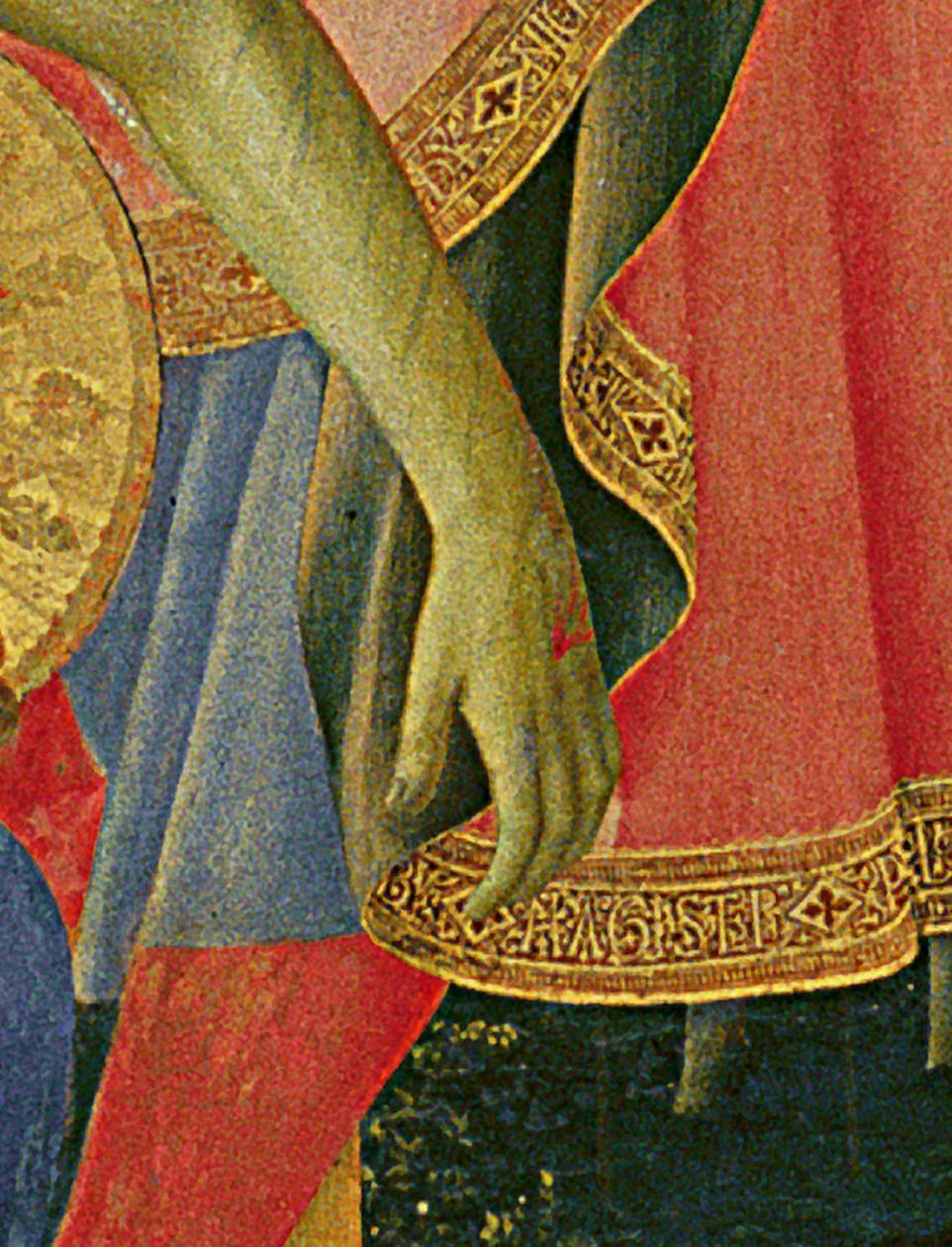 Detail oltářního obrazu Santa Trinita, rámu a vrcholů od Lorenza Monaca (Piero di Giovanni) (asi 1370-1425) dokončeno kolem roku 1434 (tempera a zlato na panelu) od Fra  Angelico