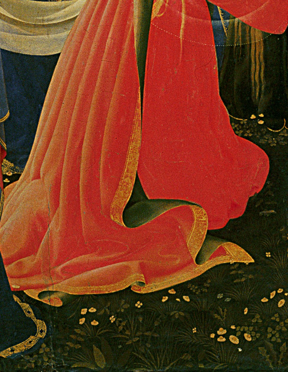Detail oltářního obrazu Santa Trinita, rámu a vrcholů od Lorenza Monaca (Piero di Giovanni) (asi 1370-1425) dokončeno kolem roku 1434 (tempera a zlato na panelu) od Fra  Angelico