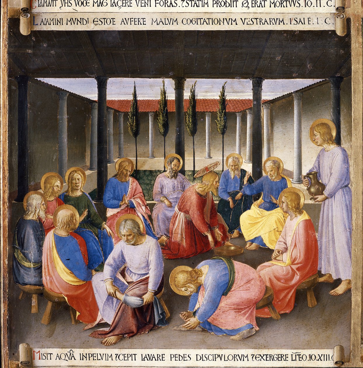 Mytí nohou. Život Kristův, Armadio degli Argenti. (Tempera na dřevě od Fra  Angelico