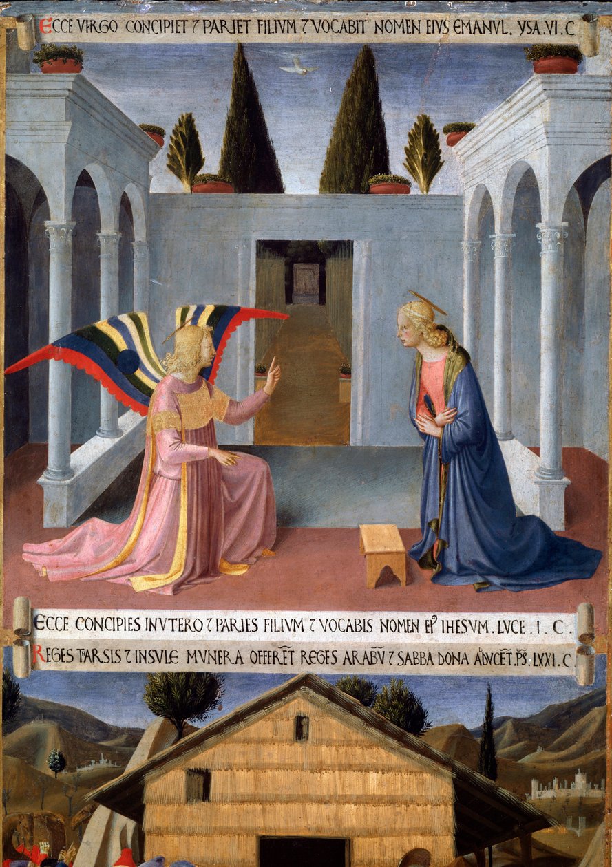 Historie Kristova života: Zvěstování s holubicí Ducha svatého (Duch svatý) od Fra  Angelico