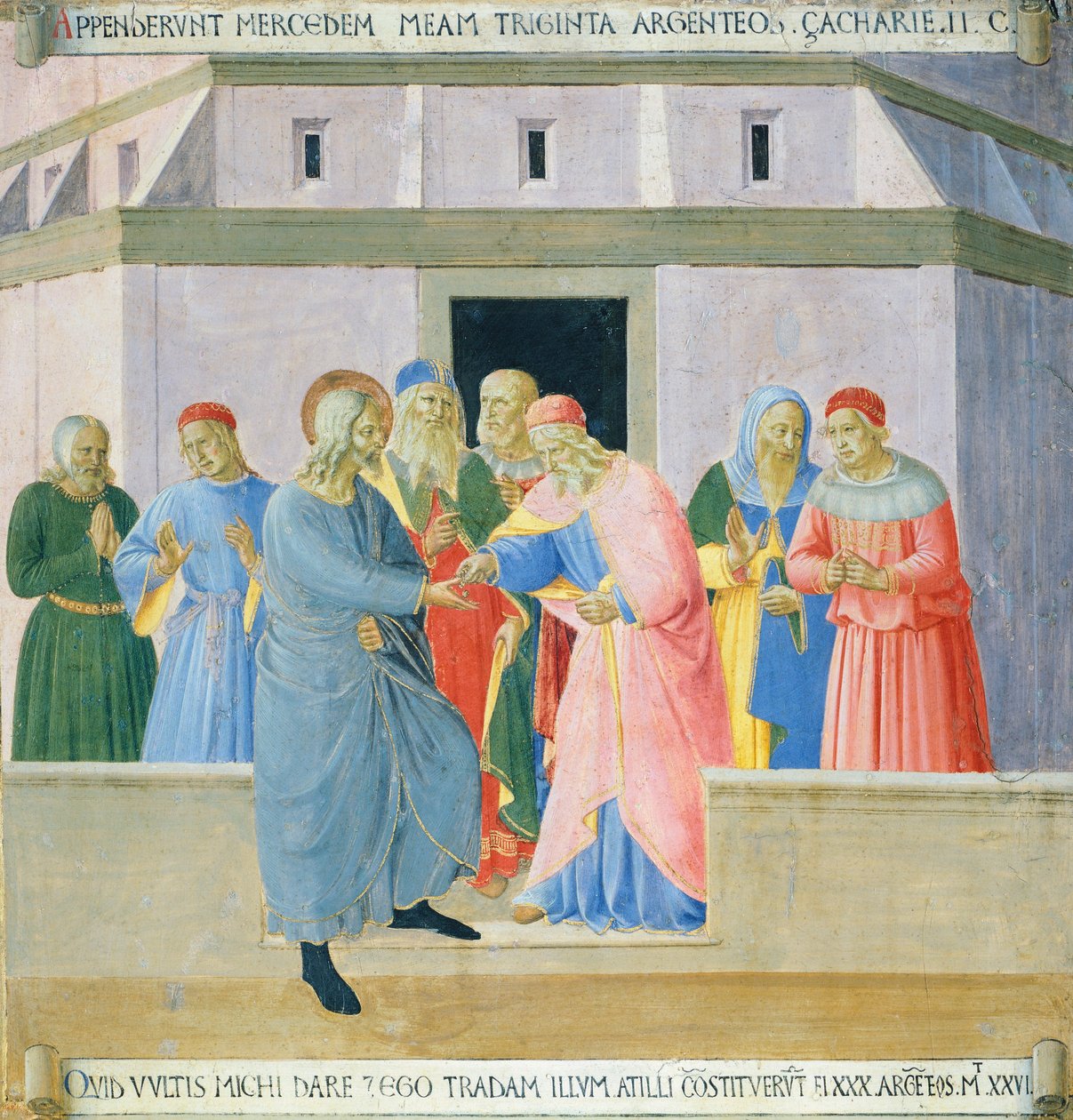 Vložka zobrazující Jidáše přijímajícího odměnu, panel z Armadio degli Argenti (Stříbrná truhla) se životem Ježíše od Fra (c.1387 1455) Angelico