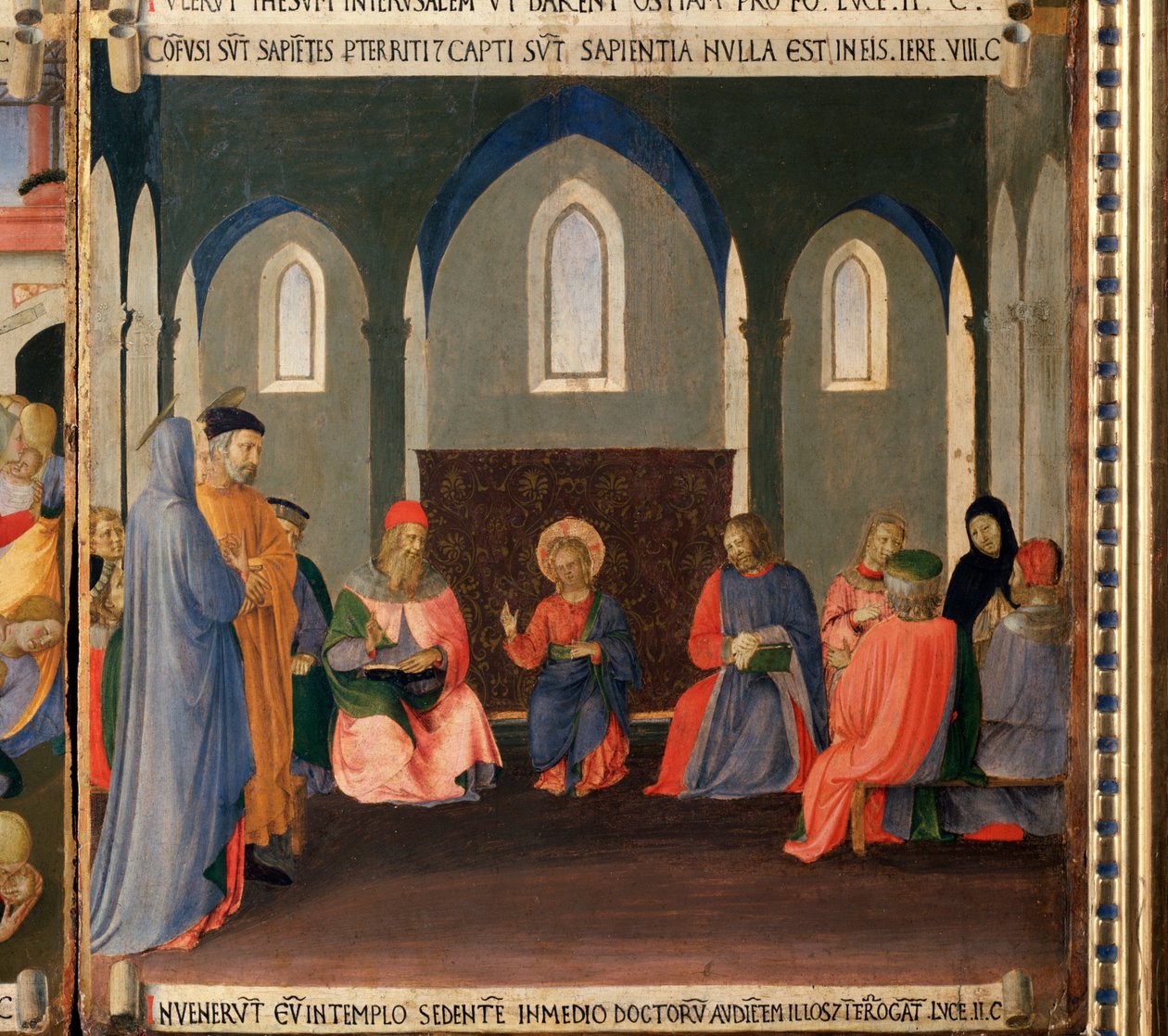 Ježíš mezi lékaři. Život Kristův, Armadio degli Argenti. (Tempera na dřevě od Fra  Angelico