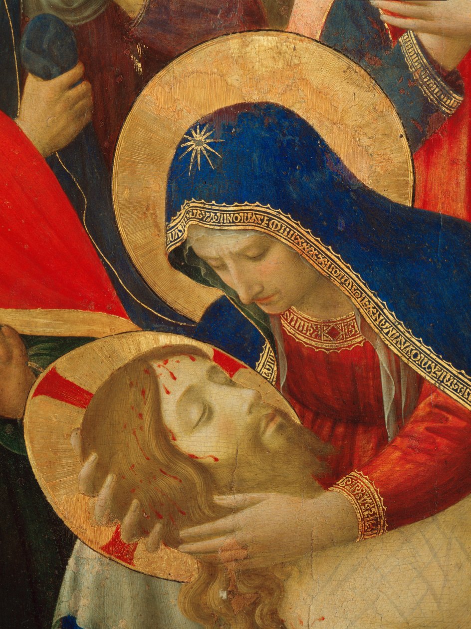 Oplakávání nad smrtí Krista, detail Panny Marie (Malba na dřevě od Fra  Angelico