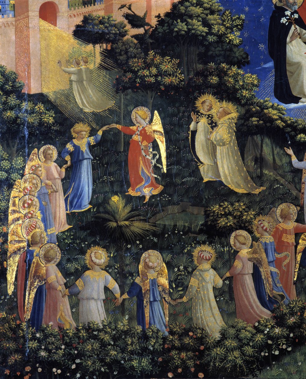 Poslední soud: detail kola vyrobeného anděly v ráji od Fra  Angelico
