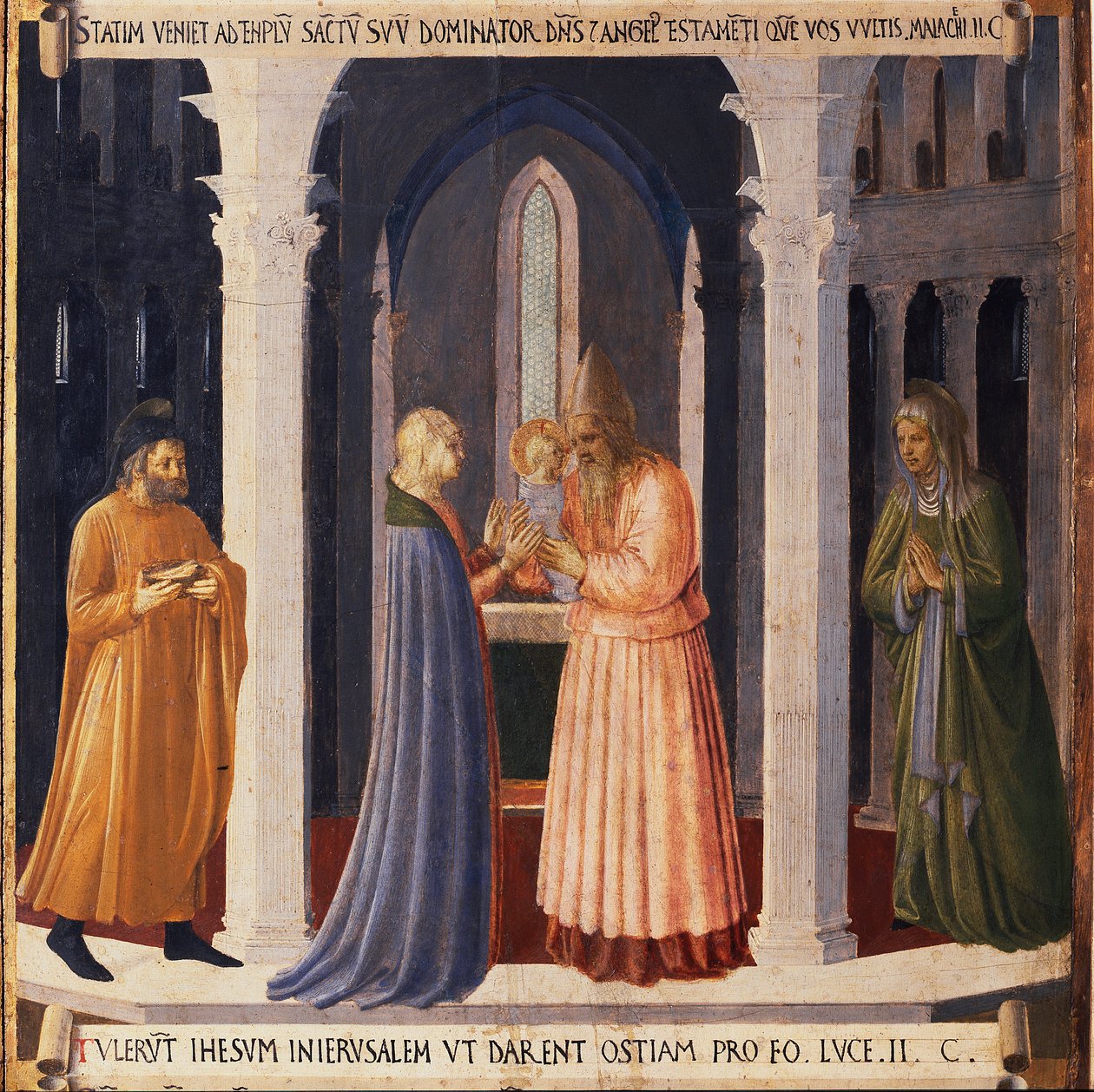 Život Krista: představení Ježíše v chrámu, Armadio degli Argenti. (Tempera na dřevě od Fra  Angelico