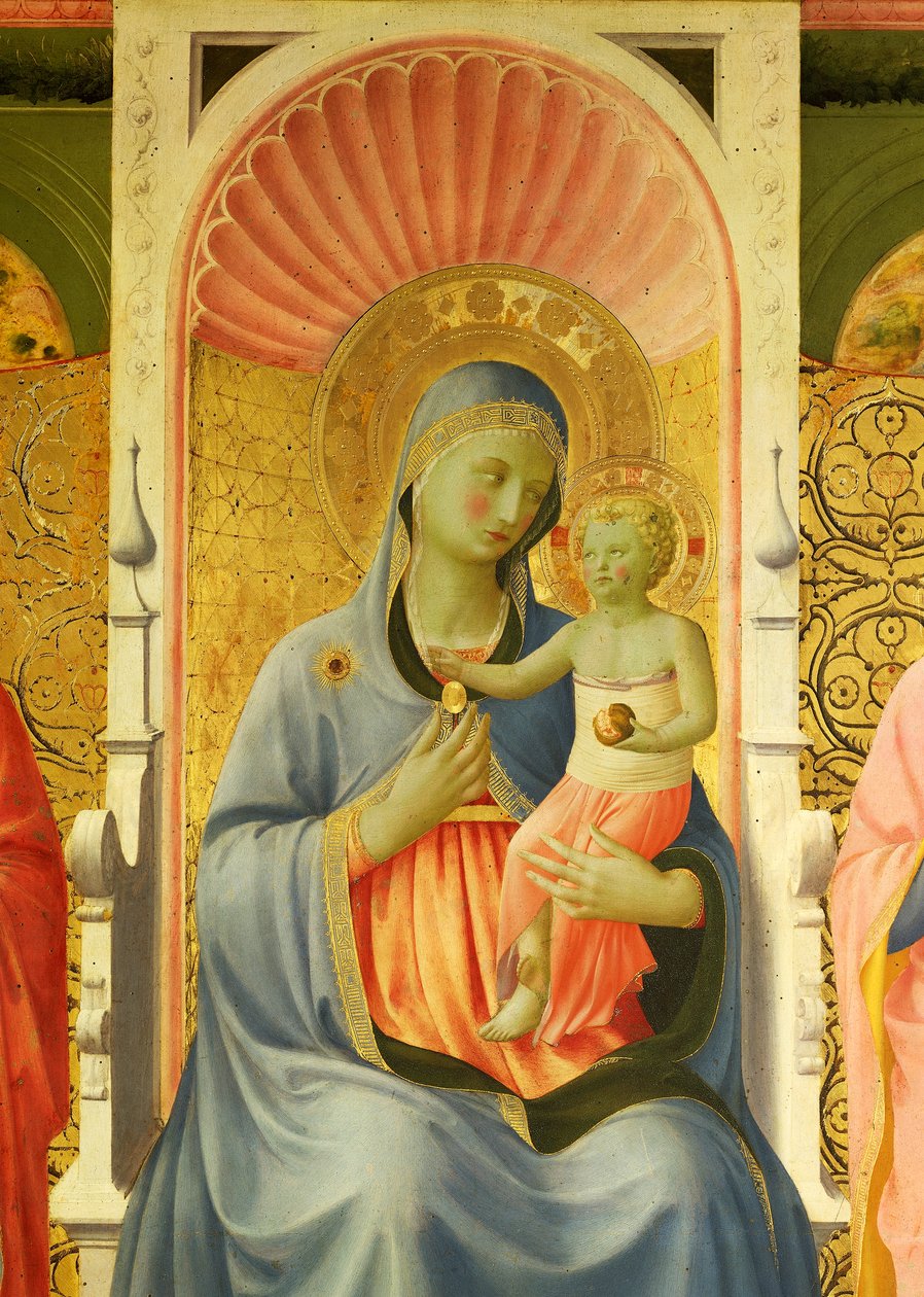 Madonna a dítě, detail z Annalena Altarpiece od Giovanni da Fiesole známého jako Fra Angelico (1400-cca 1455), tempera na dřevě od Fra (c.1387 1455) Angelico