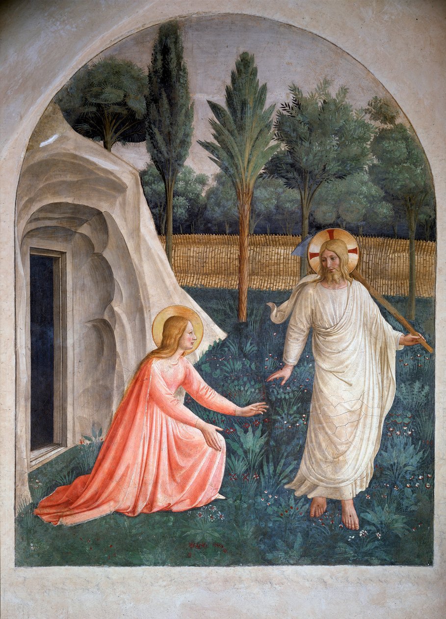 Noli me tangere Svatá Marie Madeleine a vzkříšený Kristus (zahradník) (freska, cca 1438-1446) od Fra  Angelico