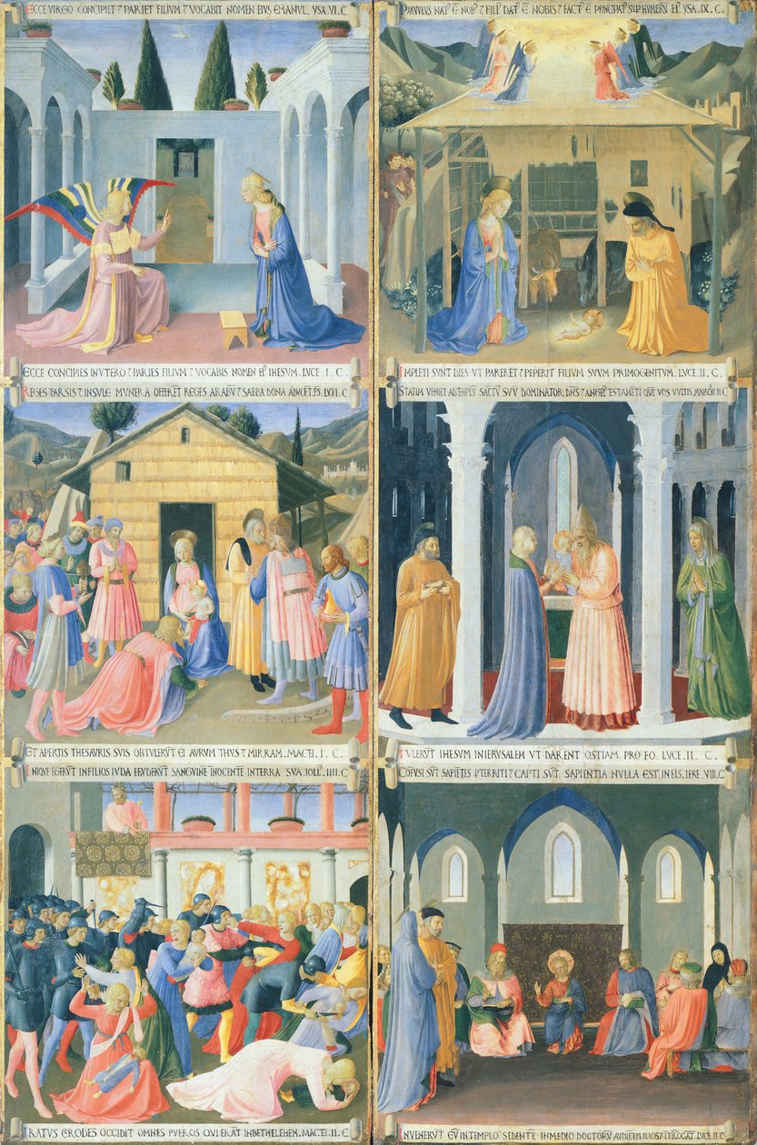 Scény z Ježíšova dětství, detail panelu z Armadio degli Argenti (Stříbrná truhla) se životem Ježíše od Fra (c.1387 1455) Angelico