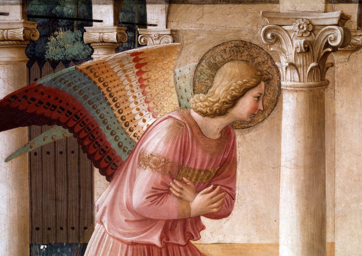 Zvěstování, detail archanděla Gabriela (freska od Fra  Angelico