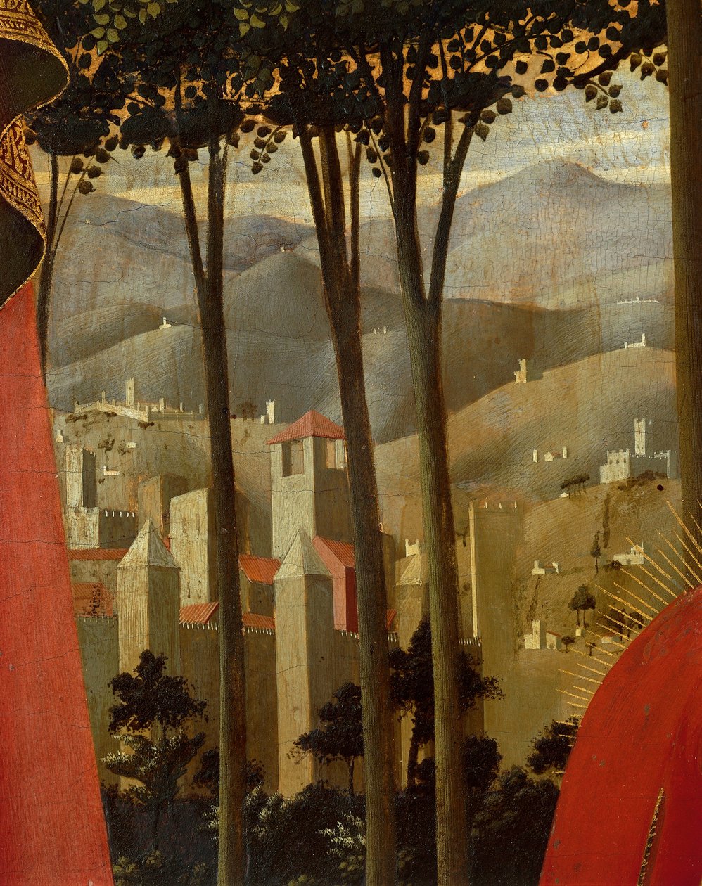 Složení z kříže nebo oltářní obraz Nejsvětější Trojice (detail), kolem 1432 (tempera na dřevě) od Fra  Angelico