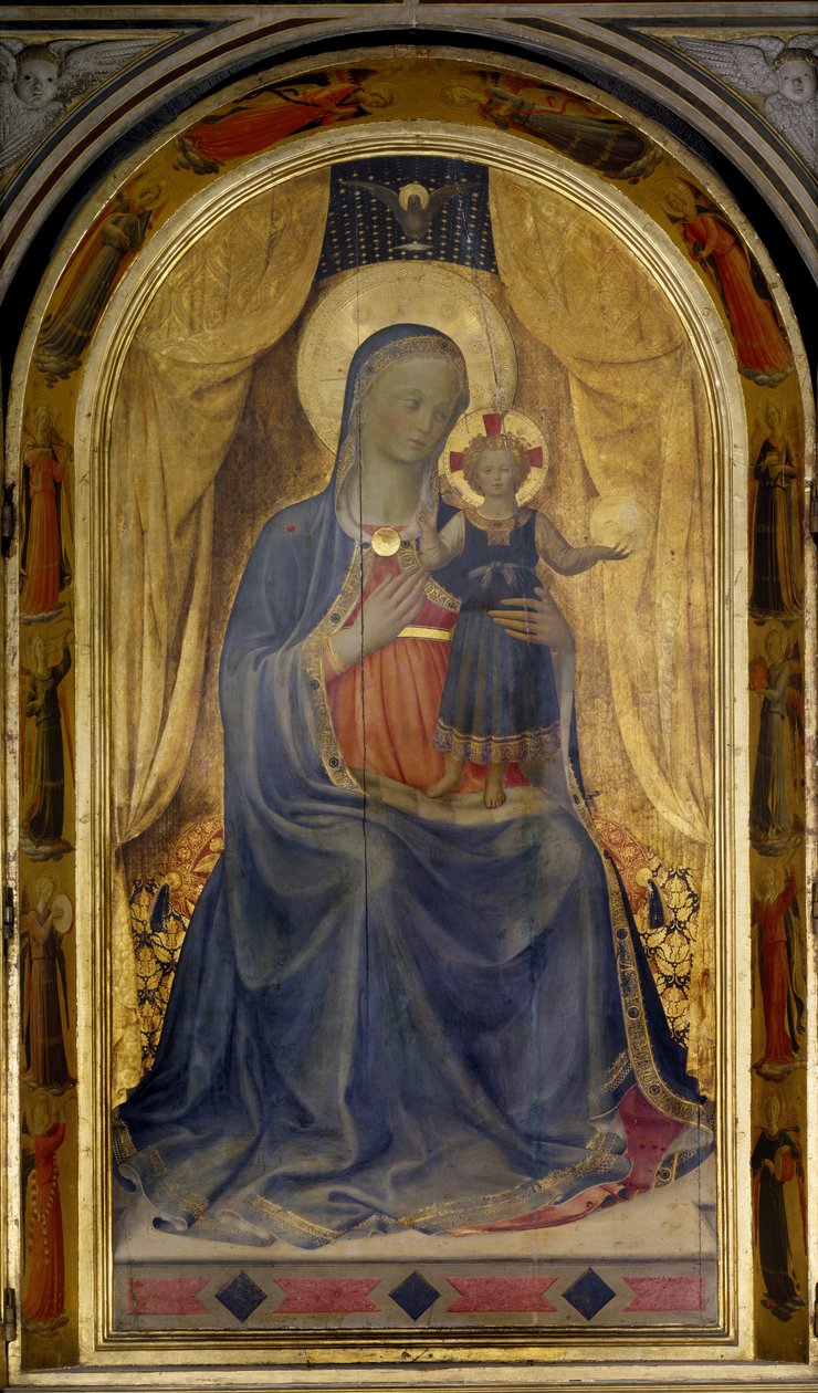 Panna má dítě nebo svatostánek (oltářní obraz) Liniers (tabernacolo dei Lanaioli) (oltářní obraz) od Fra  Angelico