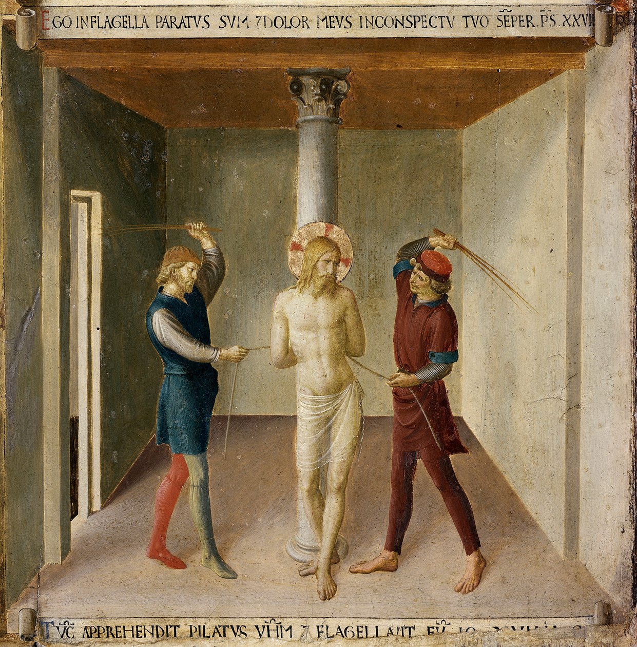 Bičování. Život Kristův, skříň ze stříbra. (Tempera na dřevě od Fra  Angelico