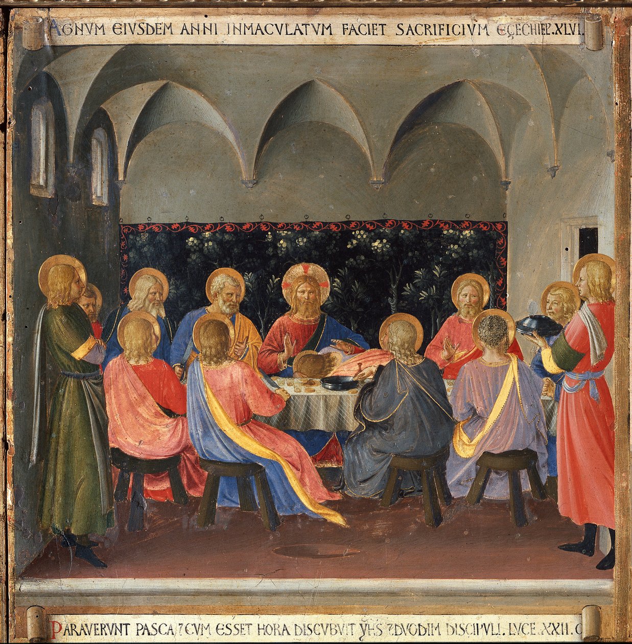 Poslední večeře. Život Kristův, skříň ze stříbra. (Tempera na dřevě od Fra  Angelico