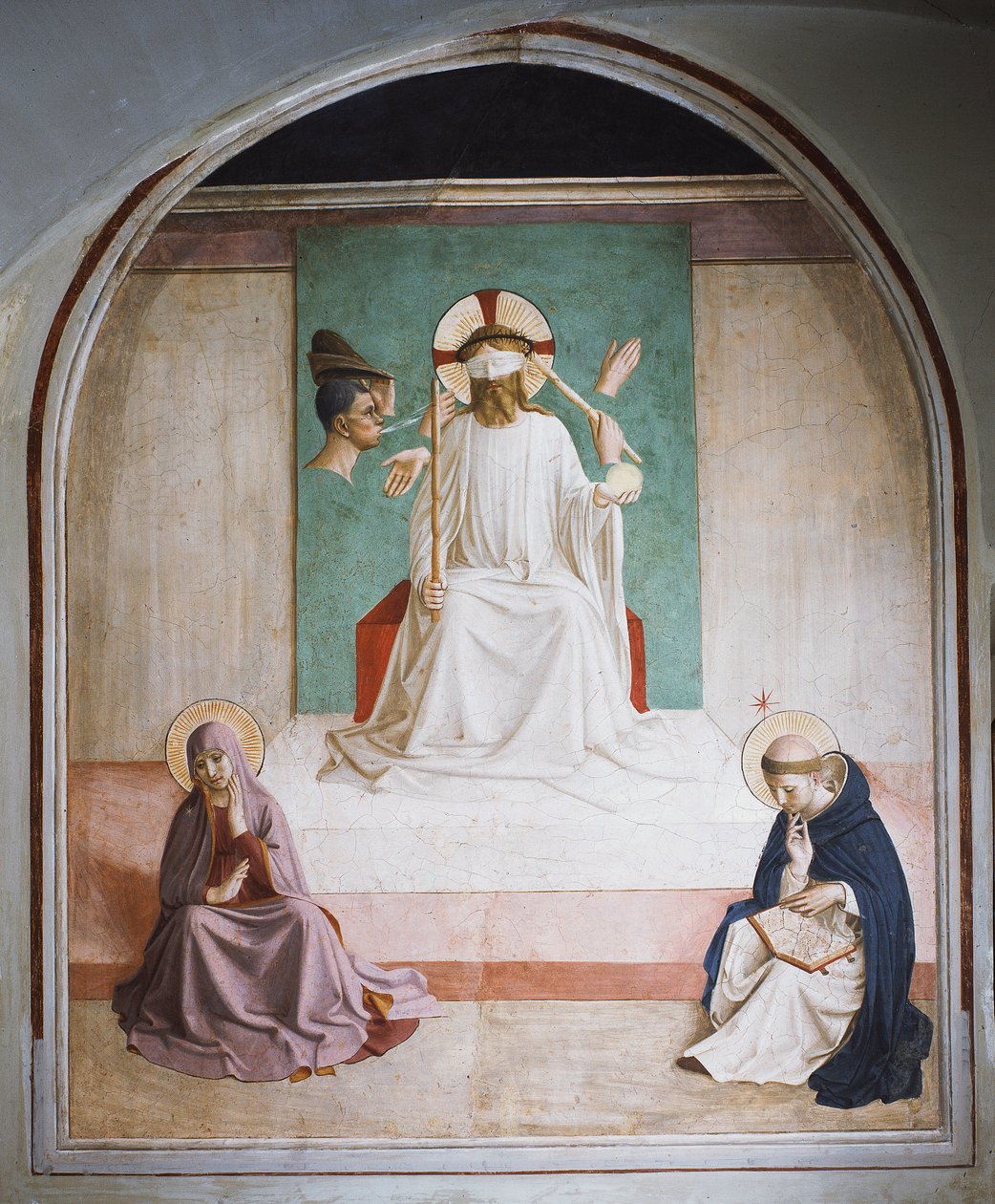 Výsměch Kristu s Marií a svatým Dominikem od Fra  Angelico