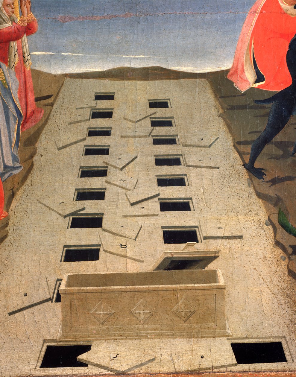 Otevřené hrobky, detail posledního soudu. (Detrempe na dřevě od Fra  Angelico