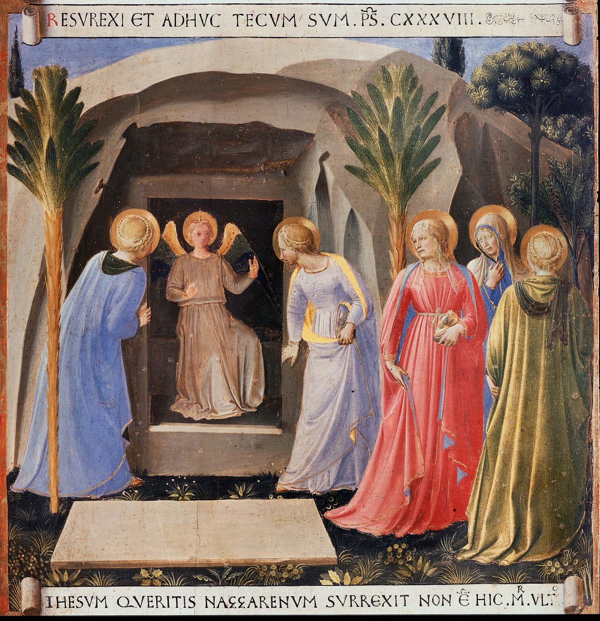 Tři Marie u hrobu. Život Kristův, Armadio degli Argenti. (Tempera na dřevě od Fra  Angelico