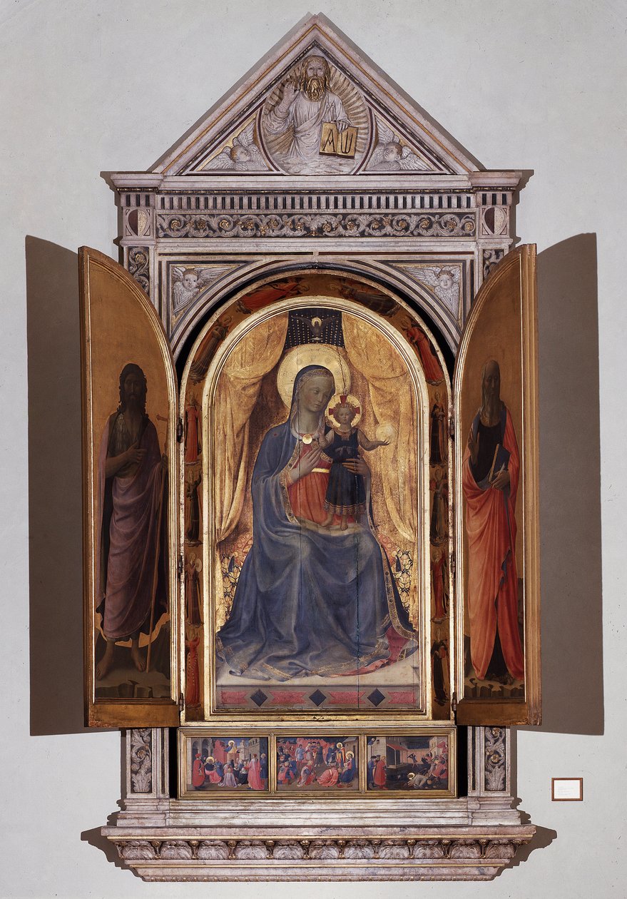 Panna s dítětem. Otevřený svatostánek Linaioli (dřevomalba od Fra  Angelico