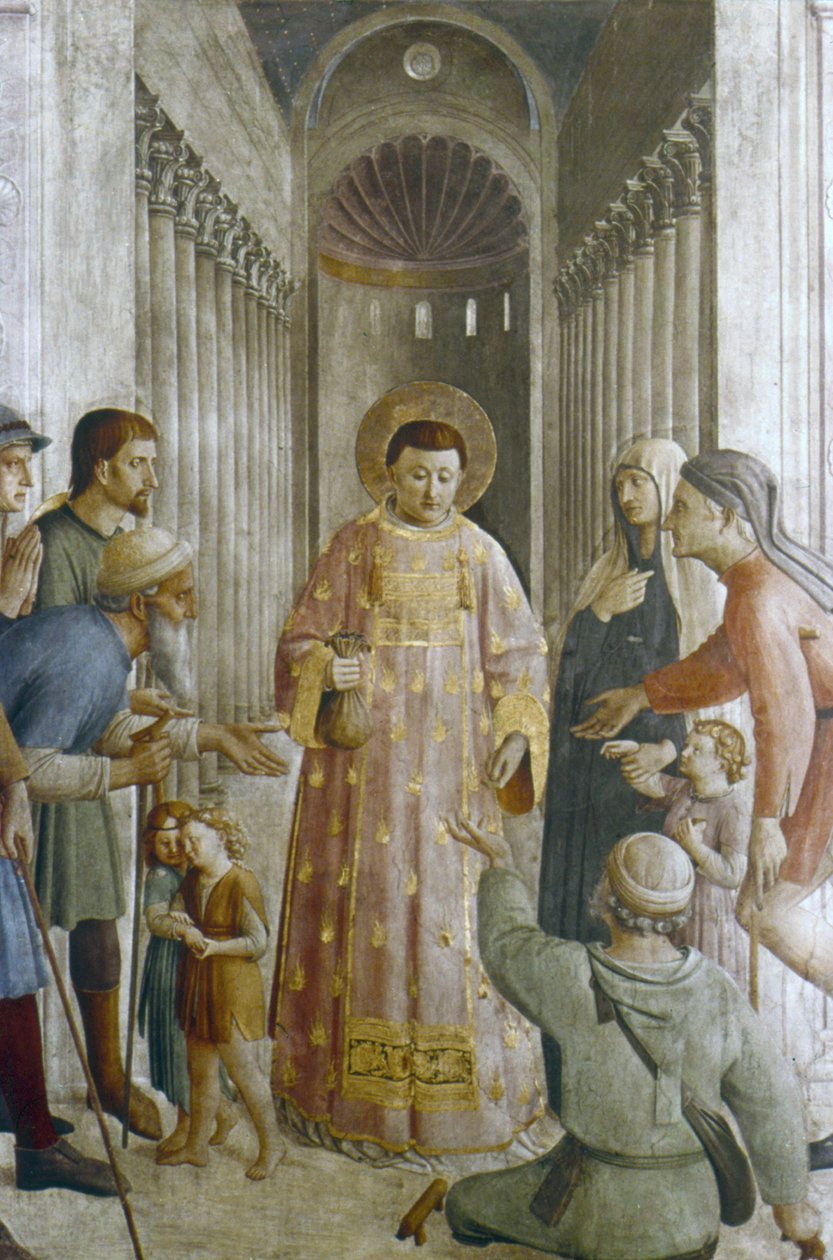 Svatý Vavřinec dává almužnu (freska) od Fra (c.1400 55) Angelico
