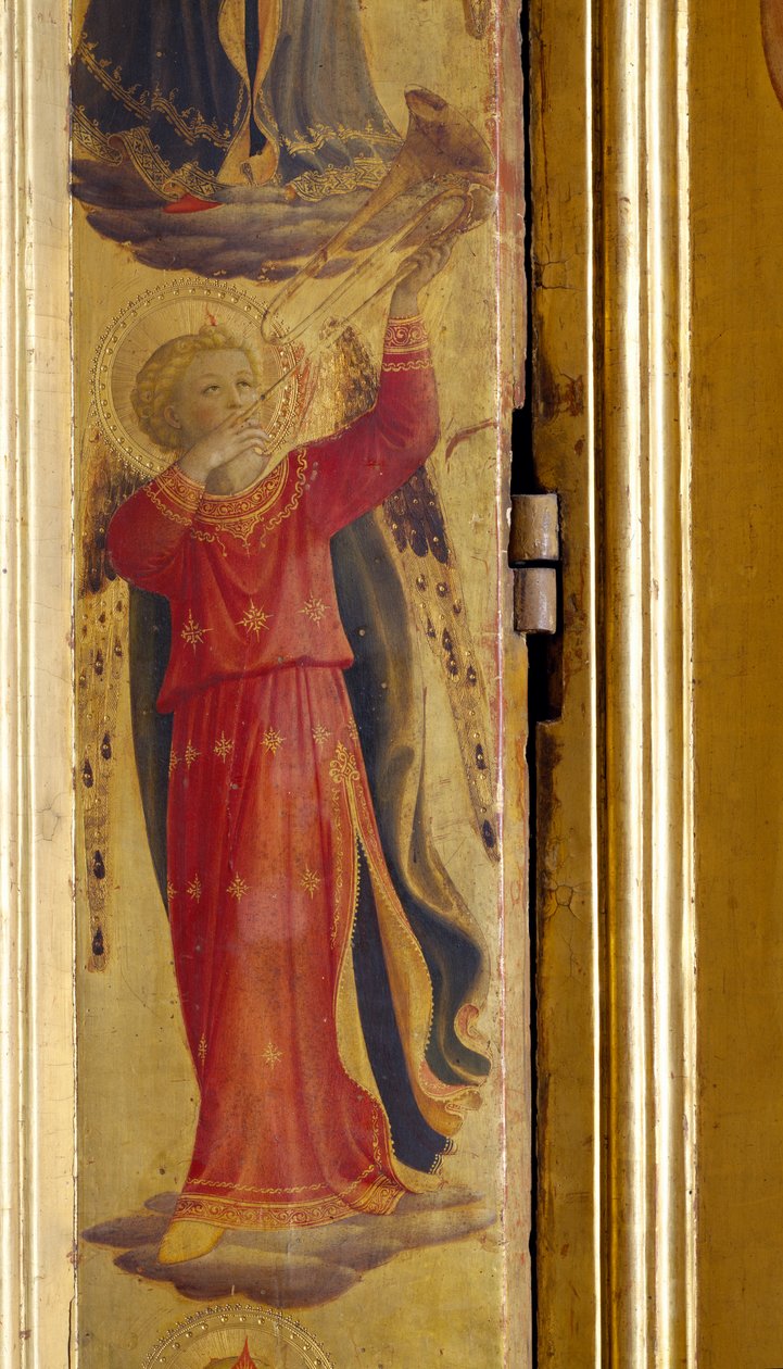 Anděl hrající na trubku, detail z Triptychu Linaiuoli, 1433 (tempera na panelu) od Fra Angelico