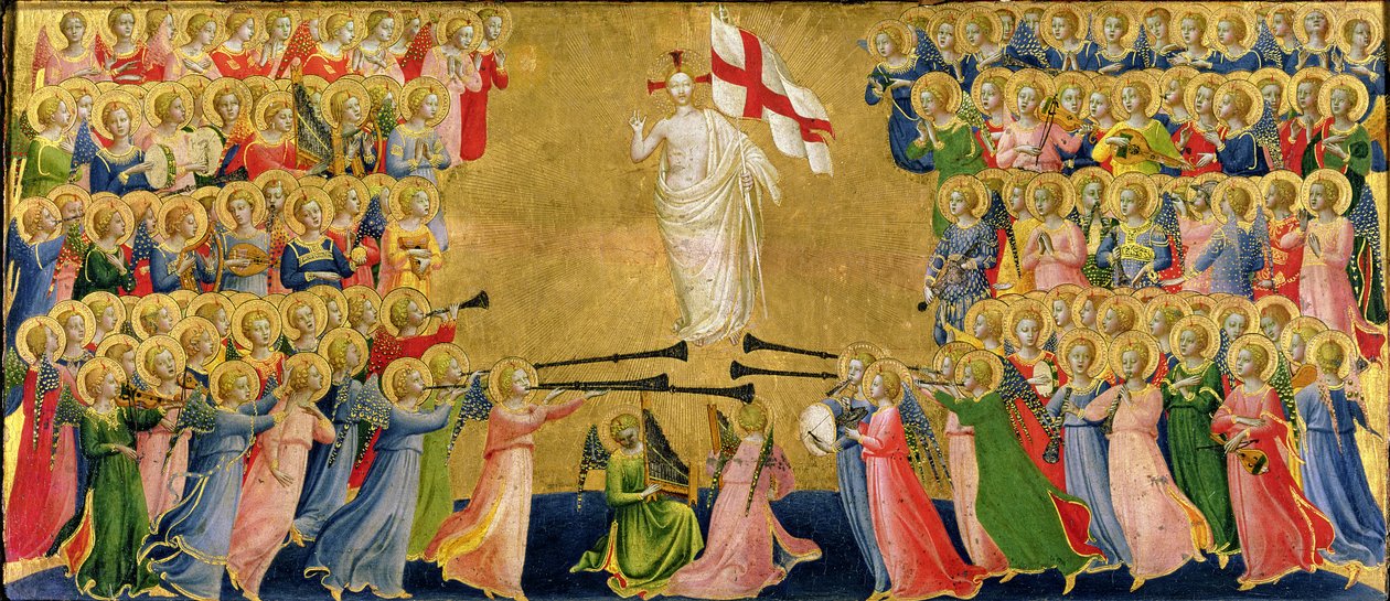 Kristus oslaven na dvoře nebes, 1423-24 (tempera na panelu) (podrobnosti viz 90799) od Fra Angelico