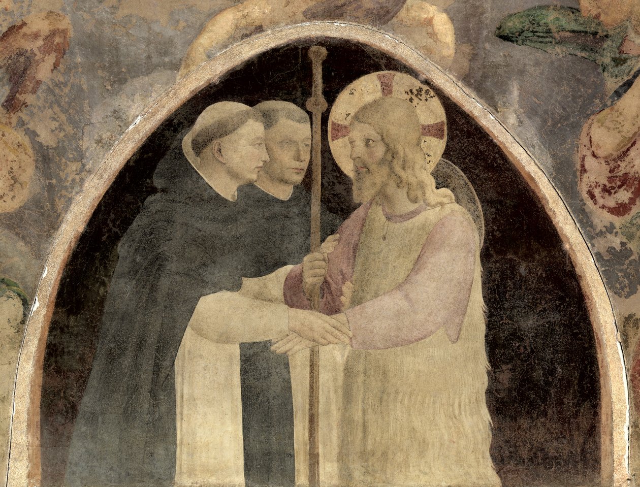 Kristus vítá dva dominikánské bratry, detail fresky 78936 od Fra Angelico