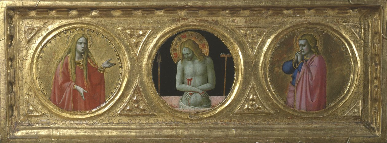Kristus jako Muž bolesti po boku svaté Máří Magdaleny a svatého Jana Evangelisty od Fra Angelico