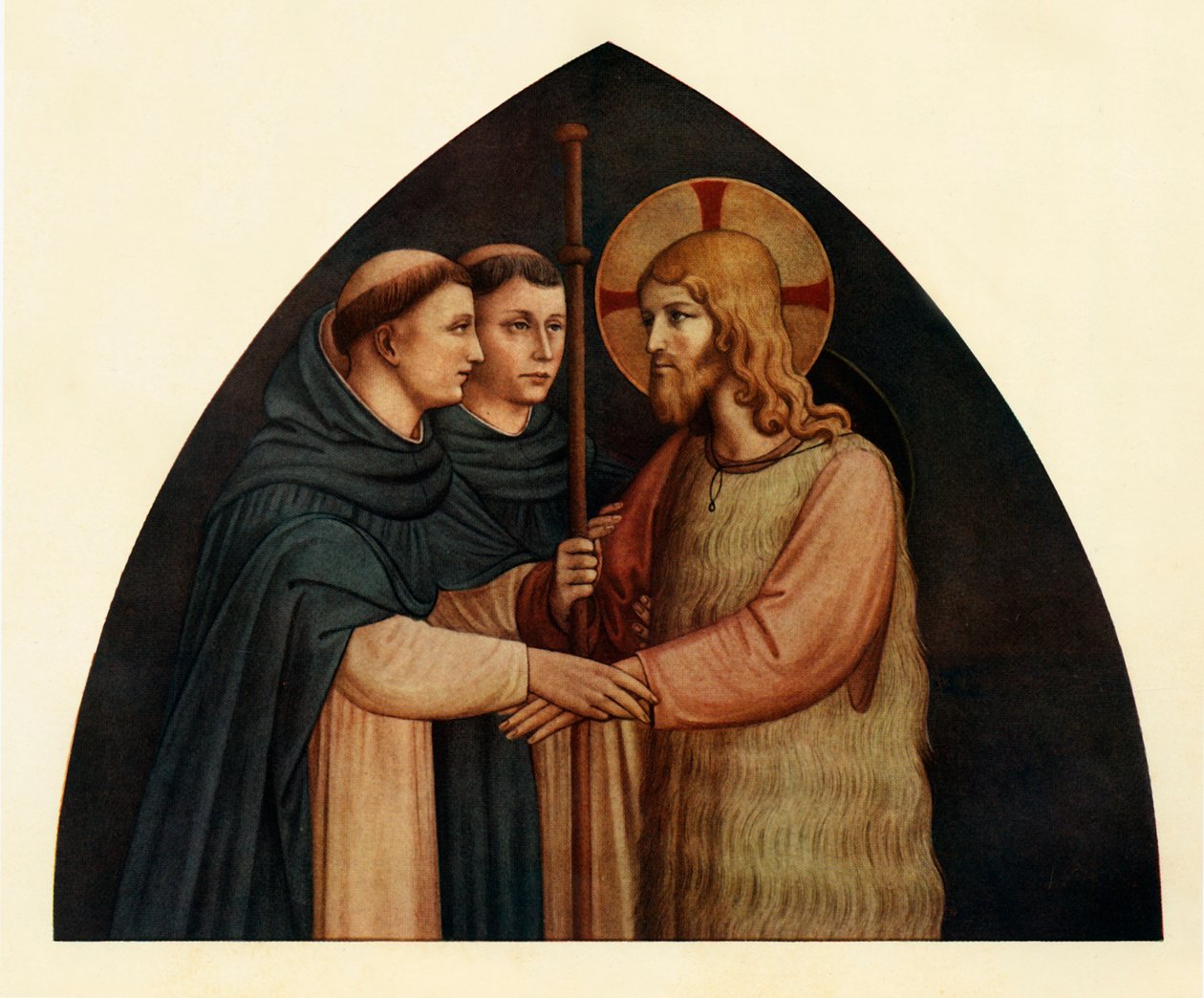 Kristus jako poutník, kterého potkali dva dominikáni, 15. století, kolem roku 1909 od Fra Angelico