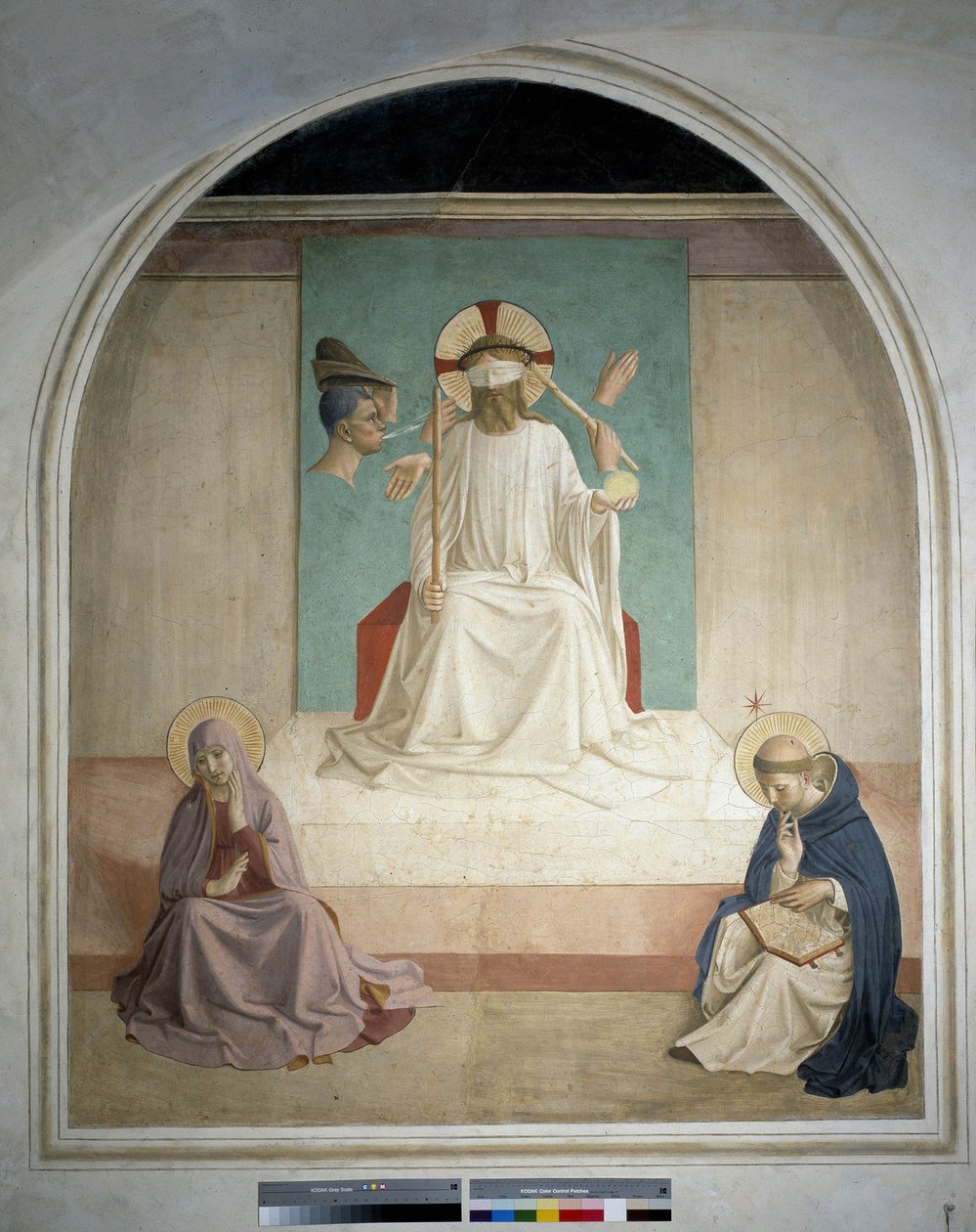 Kristus opovrhuje s Pannou Marií a svatým Jeronýmem. Freska od Guida di Pietra od Fra Angelico