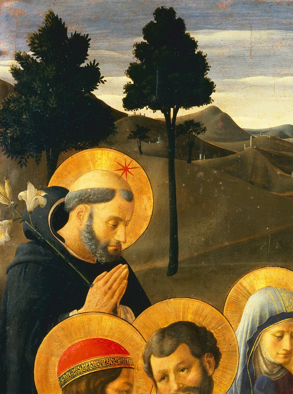 Detail svatého Dominika z Ukřižování od Fra Angelico
