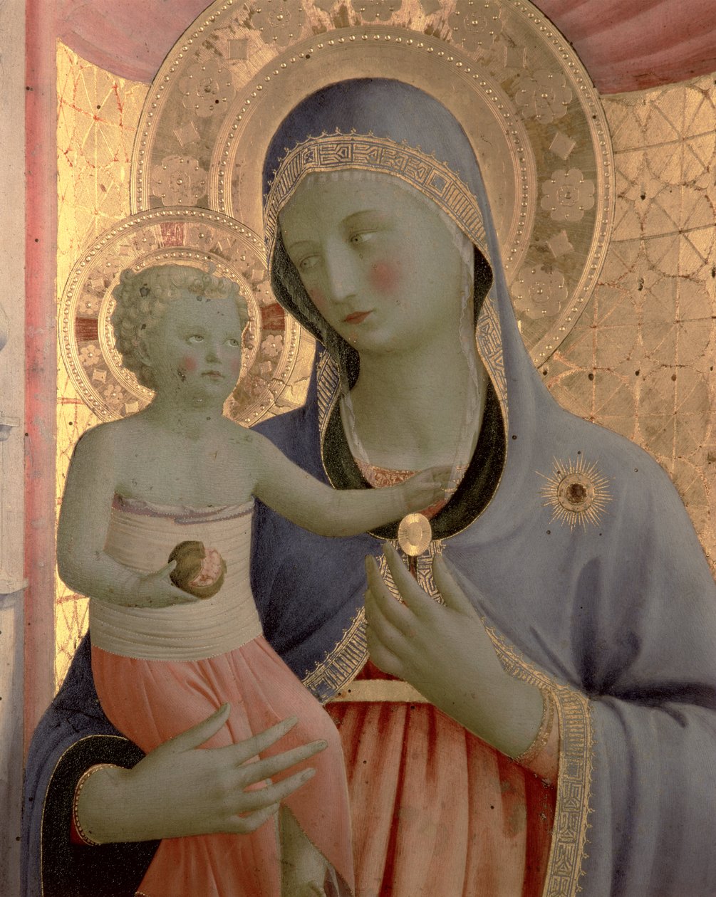 Detail Panny Marie s dítětem z Annalenského oltářního obrazu, po roce 1434 tempera na desce od Fra Angelico
