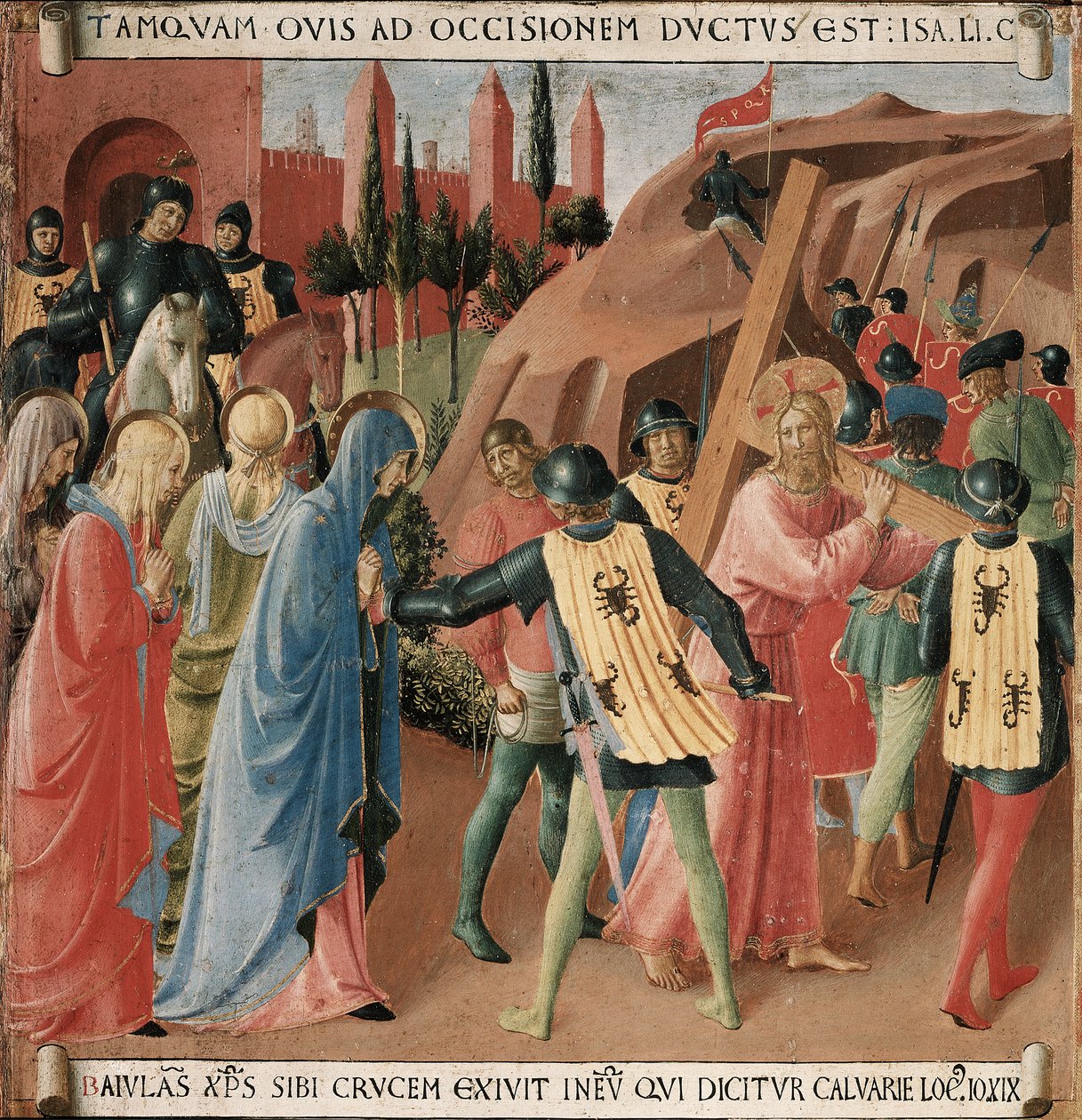 Historie Kristova života: výstup na Kalvárii, nesení kříže od Fra Angelico