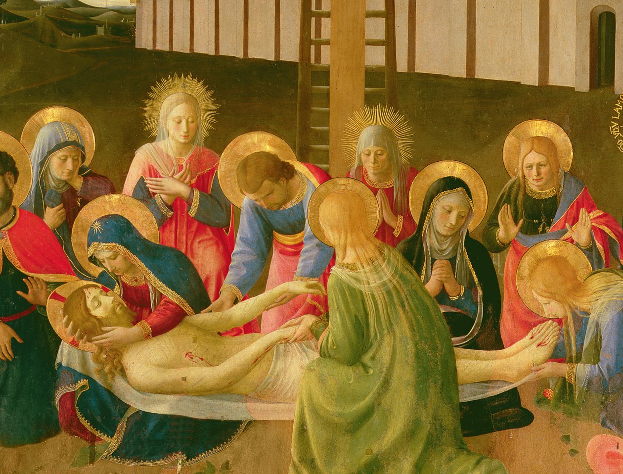 Oplakávání nad mrtvým Kristem, 1436-41 (tempera na panelu) (detail) od Fra Angelico