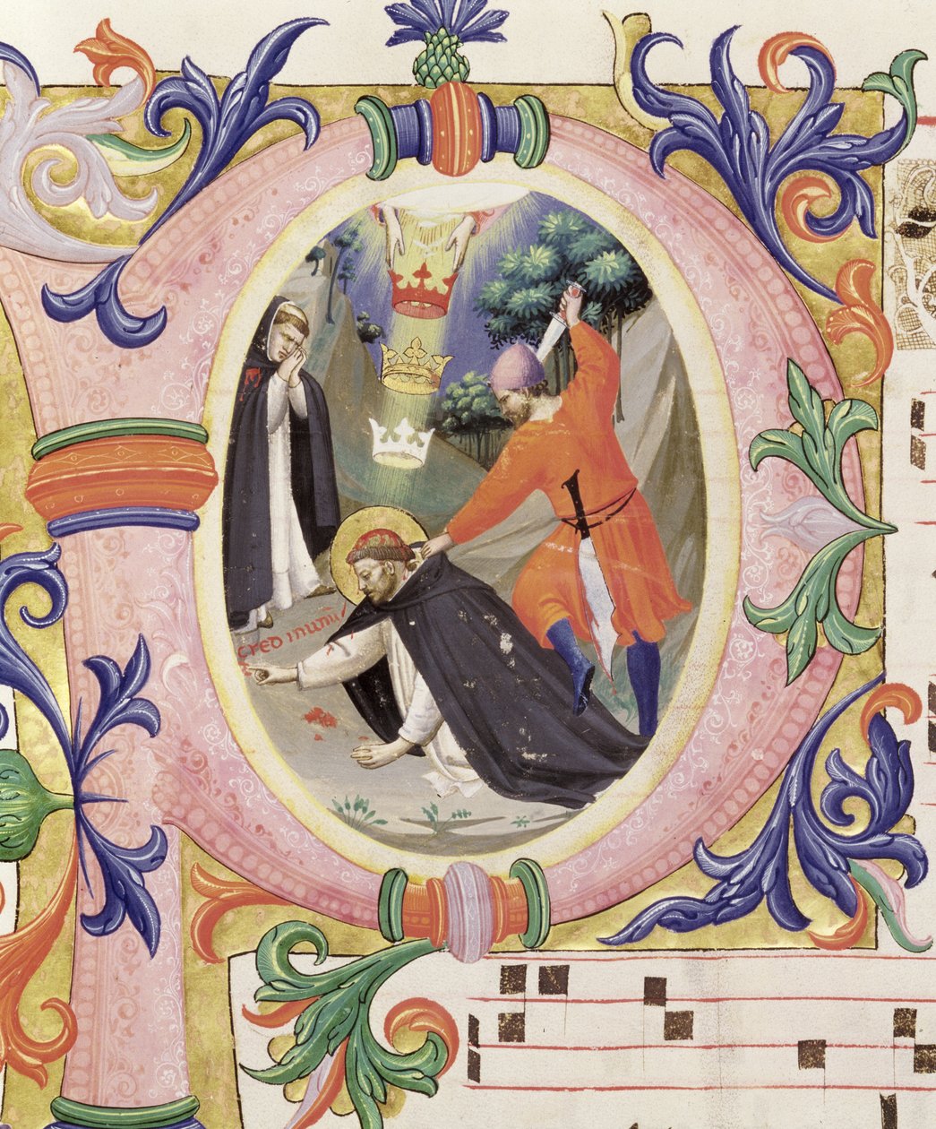 Misál 558 f.68v Historická iniciála 