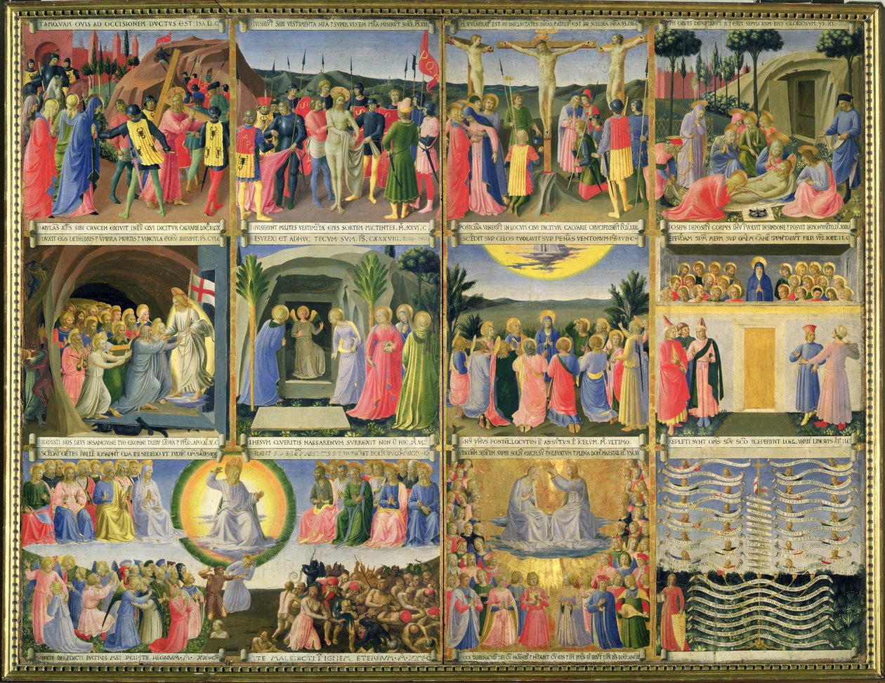 Scény z Umučení Krista a Posledního soudu, původně zásuvky ze skříně se stříbrem, cca 1450-53 (tempera na panelu) (viz také 98902-6) od Fra Angelico