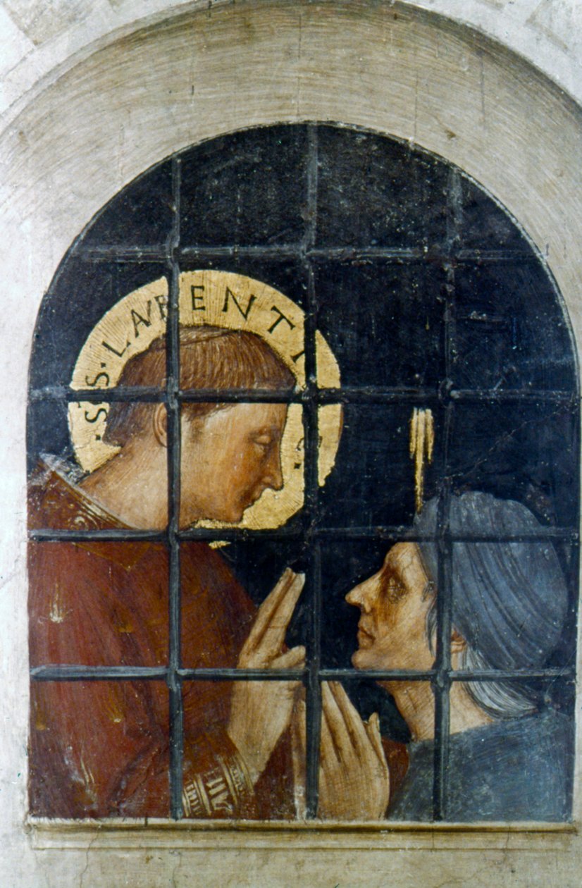 St Laurence převádějící svého věznitele, počátek 15. století od Fra Angelico