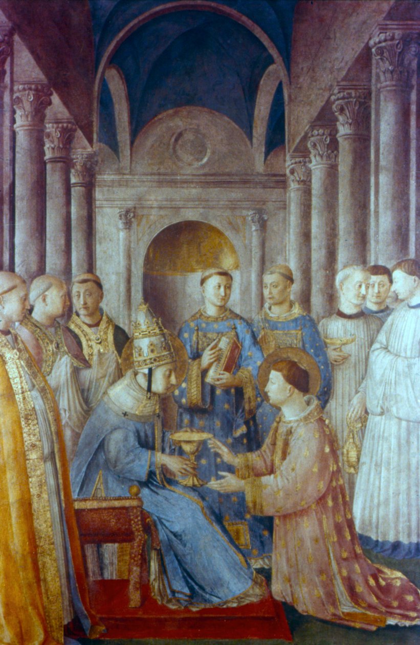 Svatý Sixtus II a jeho jáhen St Laurence, polovina 15. století od Fra Angelico