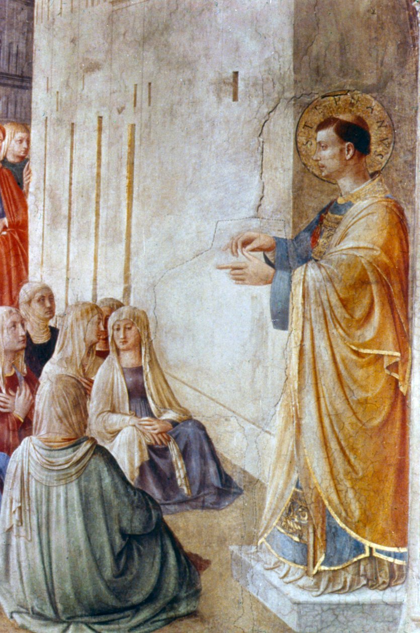 Detail kázání svatého Štěpána, polovina 15. století od Fra Angelico