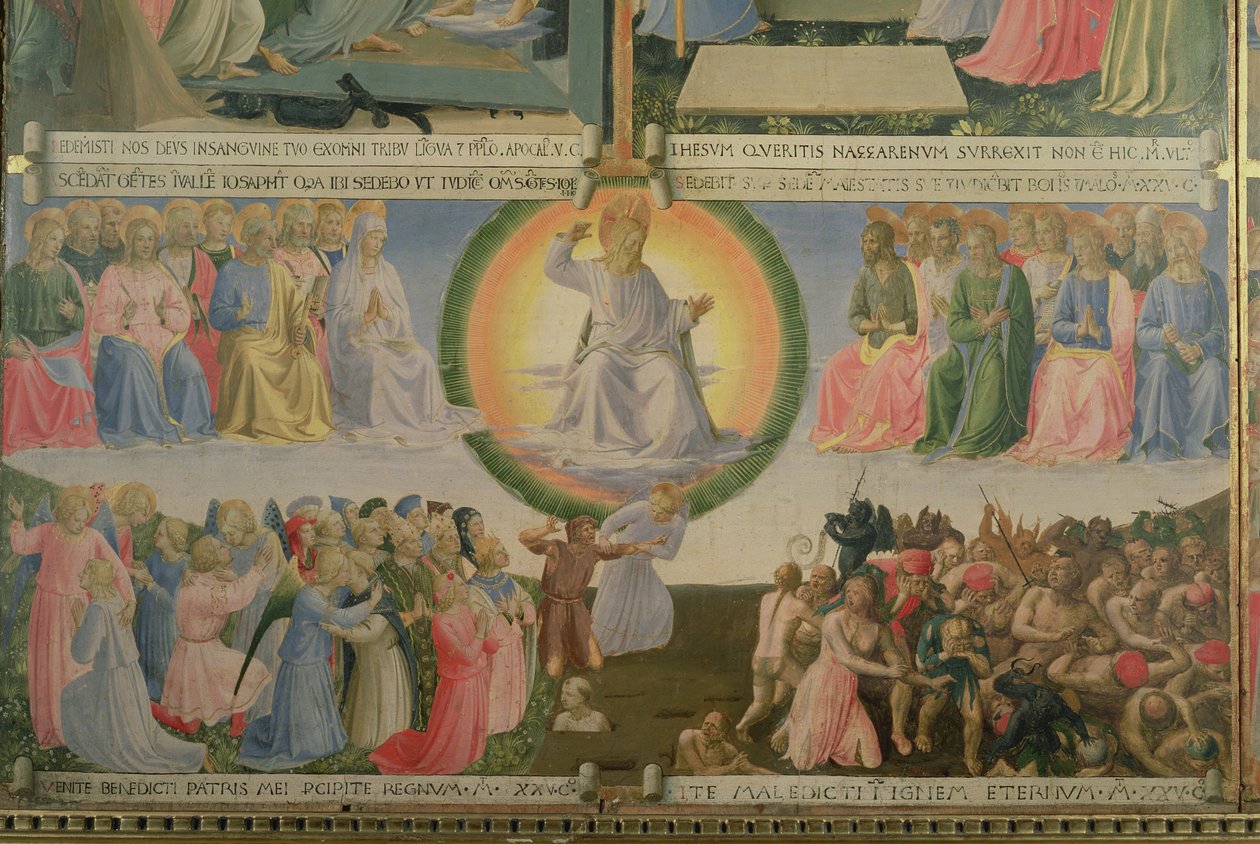 Poslední soud, detail ze čtvrtého panelu Stříbrné pokladnice Santissima Annunziata, kolem 1450-53 (tempera na panelu) od Fra Angelico