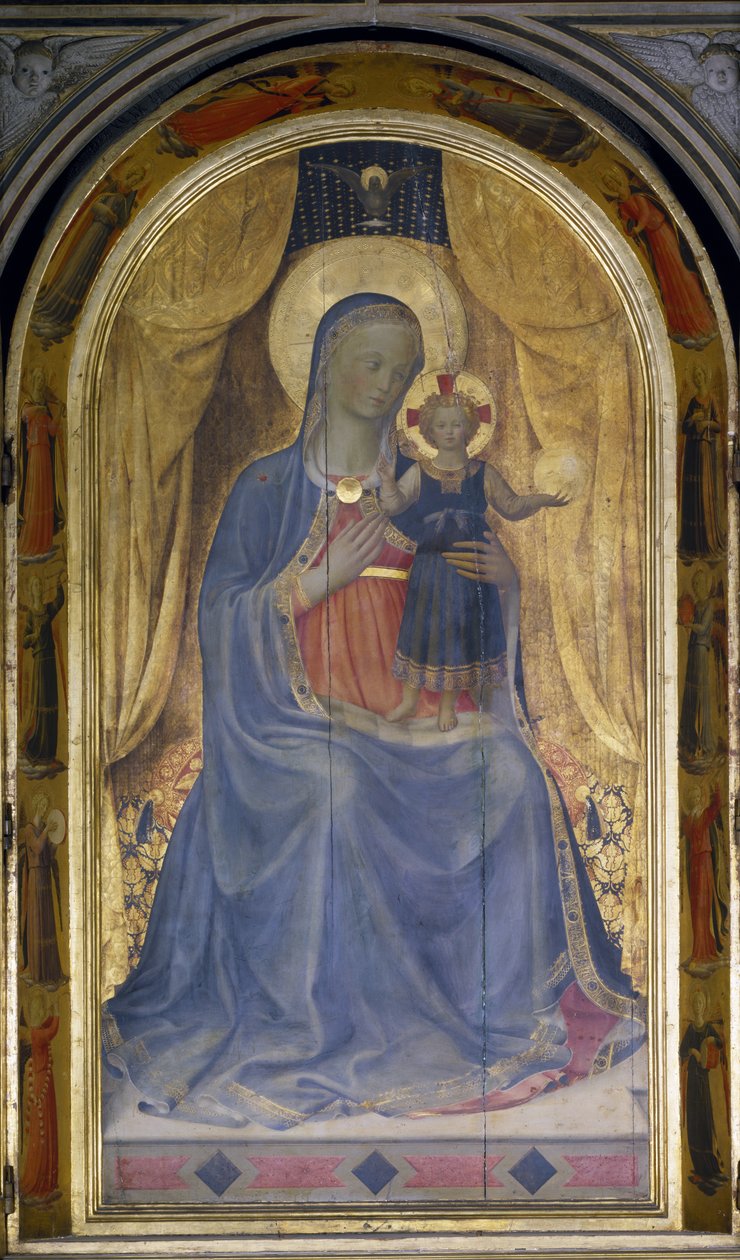Triptych Linaiuoli, detail Panny Marie s dítětem na trůnu, 1433 tempera na panelu viz také 76093 od Fra Angelico