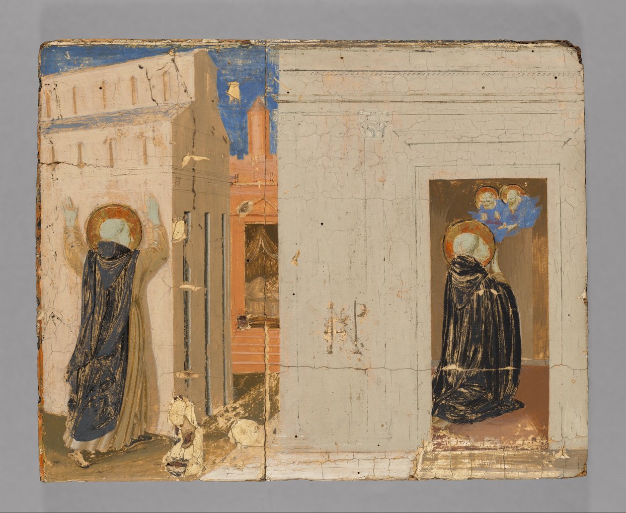 Die Vision von Papst Innozenz III.; Heilige Petrus und Paulus erscheinen dem Heiligen Dominikus od Fra Angelico