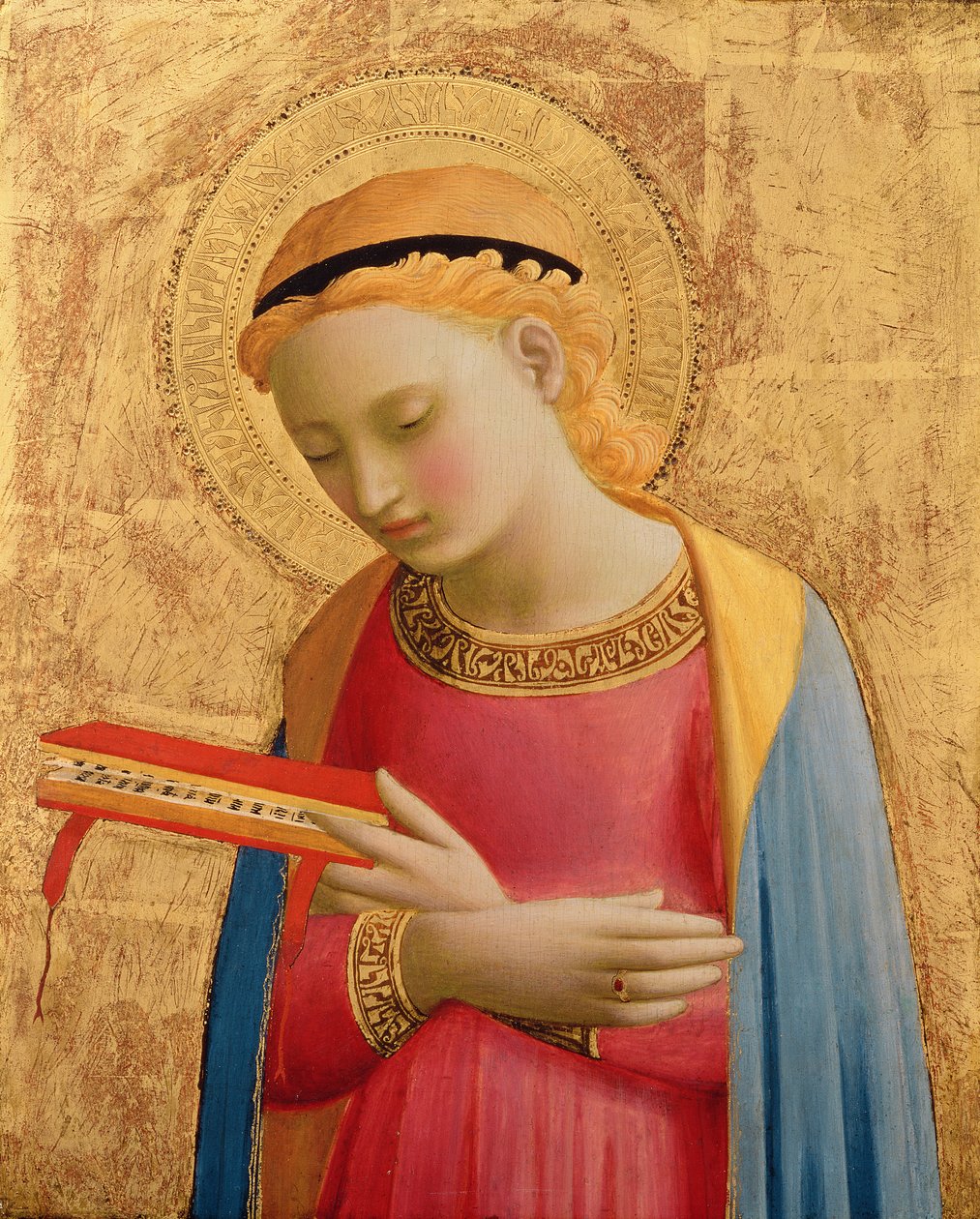 Virgin Annunciate, 1450-55 (zlato a tempera na dřevěné desce) (viz také 139311) od Fra Angelico