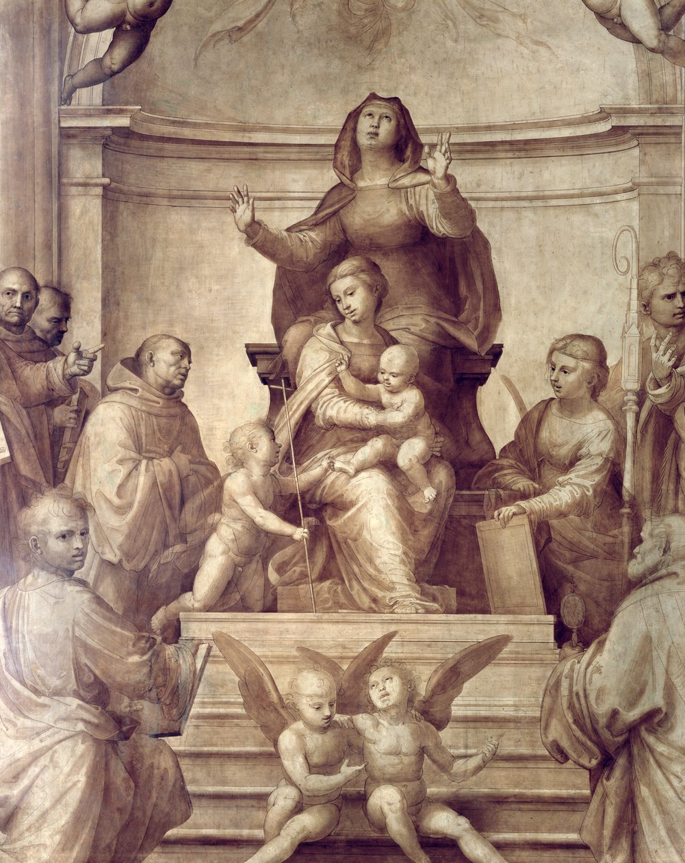 Oltář Velké rady, detail zobrazující Sacra Conversazione, 1510 olej na panelu detail 94753 viz také 94718-21 od Fra Bartolommeo