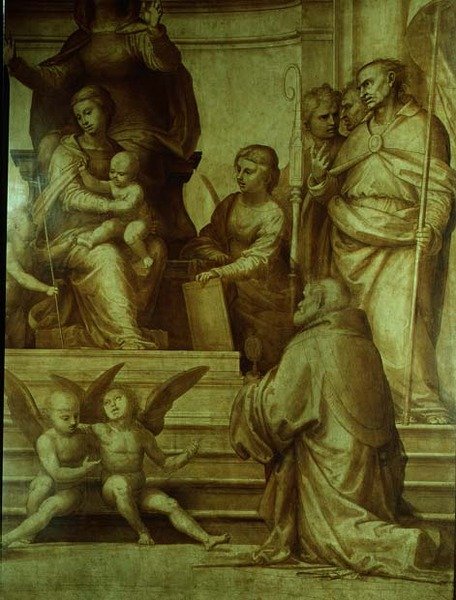 Oltářní obraz Velkého koncilu, detail zobrazující svaté shromážděné po levé straně Panny Marie, 1510 od Fra Bartolommeo