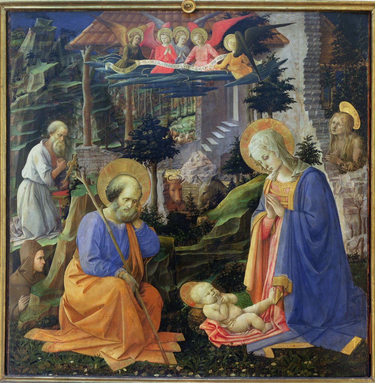 Adorace dítěte s SS. Hilary, Jerome, Marie Magdalena a andělé (tempera na panelu) od Fra Filippo Lippi