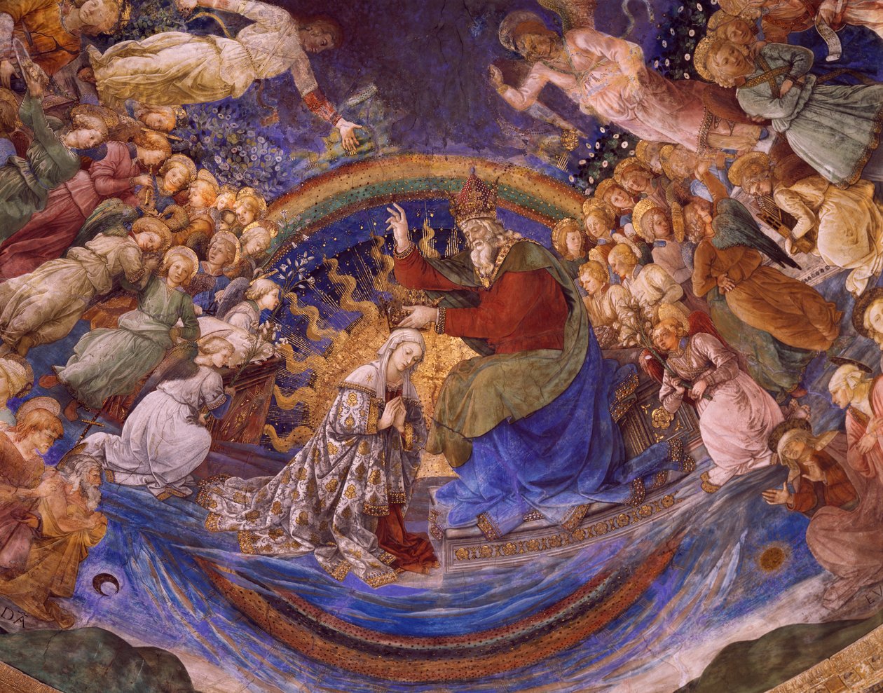 Korunovace Panny Marie, detail z cyklu Život Panny Marie od Fra Filippo Lippi