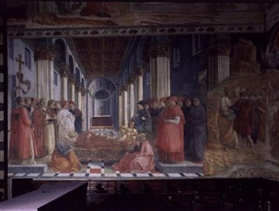 Oslava ostatků sv. Štěpána (ukazuje část Umučení sv. Štěpána), 1452-66 (viz také 63780 & 63781) od Fra Filippo Lippi