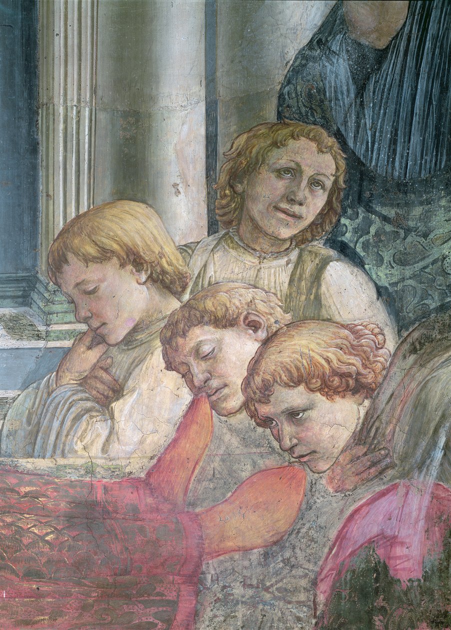 Oslava ostatků sv. Štěpána detail sboristů, 1452-66 freska viz také 63780 & 63782 od Fra Filippo Lippi